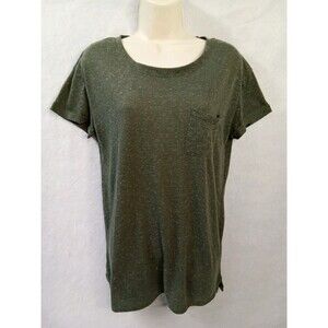 Awake Womens large Army‎ Green Pocket Tee Shirt short sleeve round neck